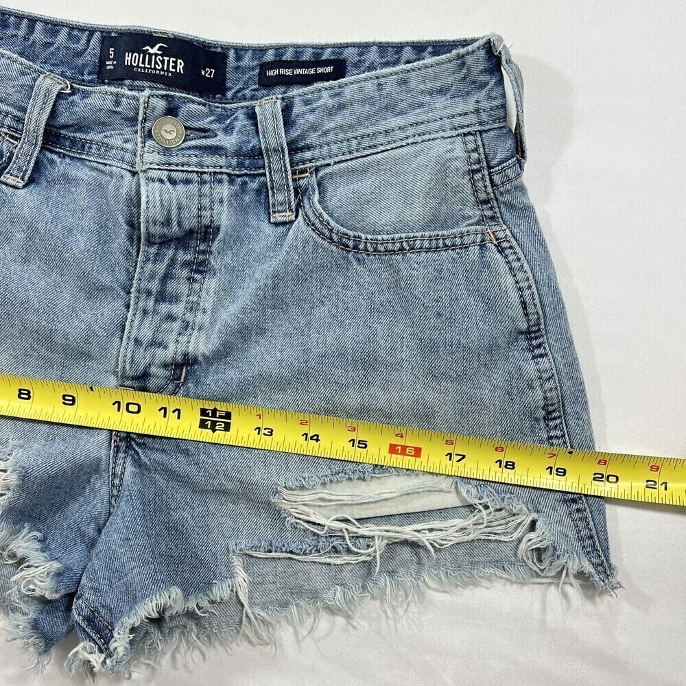 Hollister High Rise Vintage Button Fly Short Distressed‎ Raw Hem Size 27 - Picture 8 of 12